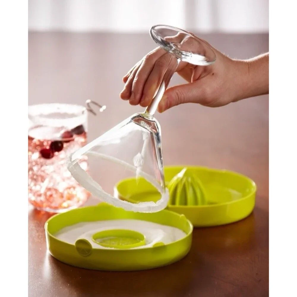 Trudeau 2-in-1 Glass Rimmer Juicer w/ Integrated Citrus Juicer Green Margarita